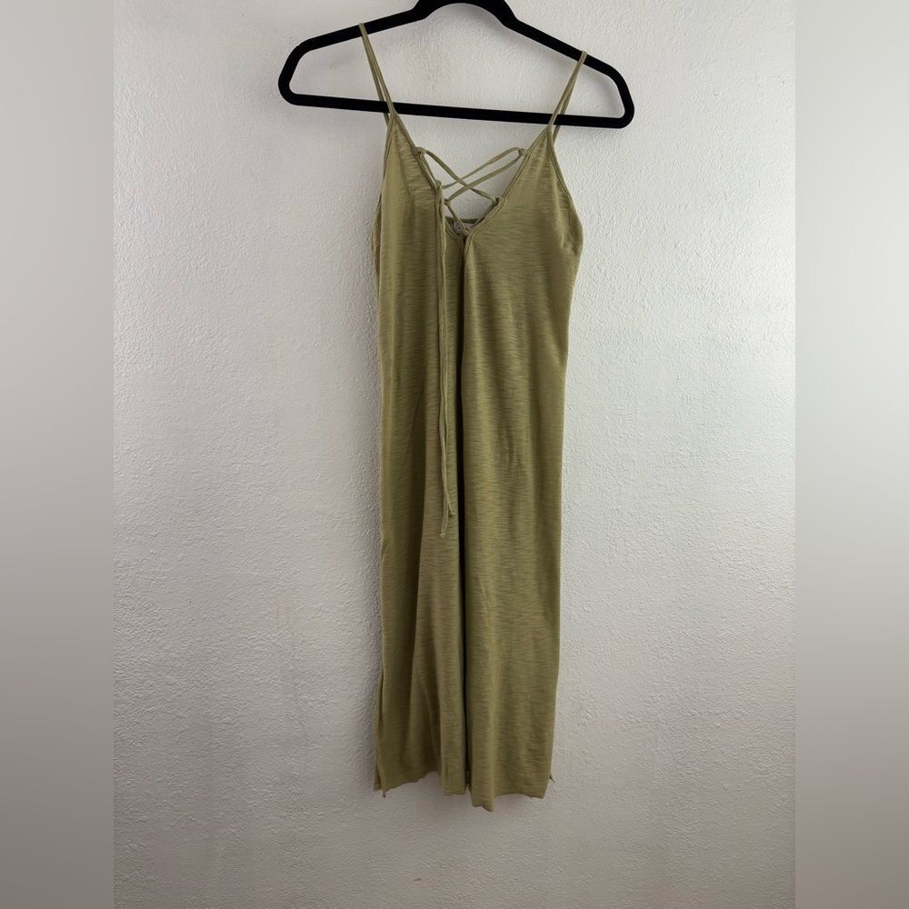 Michelle by Comune Modal Army  Green Lace Up Spaghetti Strap Sun Dress size XS